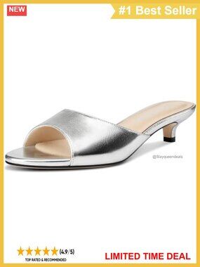 Womens Low Kitten Heel Open Toe Sandals Slingback Mules for Prom Party Summer